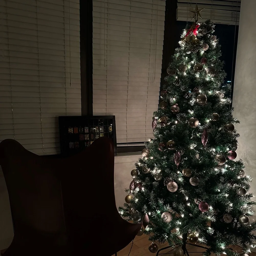 Christmas Tree with Gold and Pink Ornaments - Home Holiday Decor